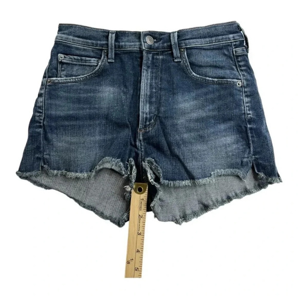 Agolde Anja Frayed Cutoff High Rise Denim Jean Shorts - Picture 7 of 11